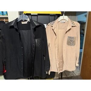 Vintage Christine Alexander Tops (2) One Tan One Block Sizes Small & Medium